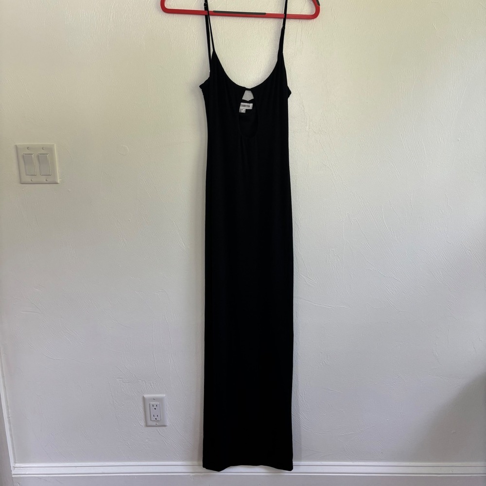 THATSSOFETCH Black Bodycon Maxi Dress US 4 AUS 8 Keyhole Cutout Spaghetti Strap - Picture 2 of 14